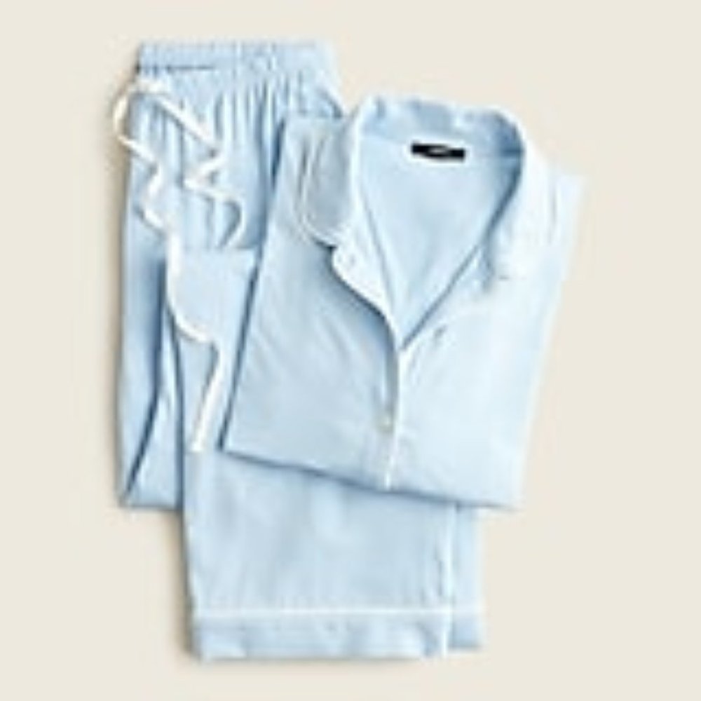 NWT J CREW SIZE M Eco dreamiest long-sleeve pajama set BA006 Tinsel Blue